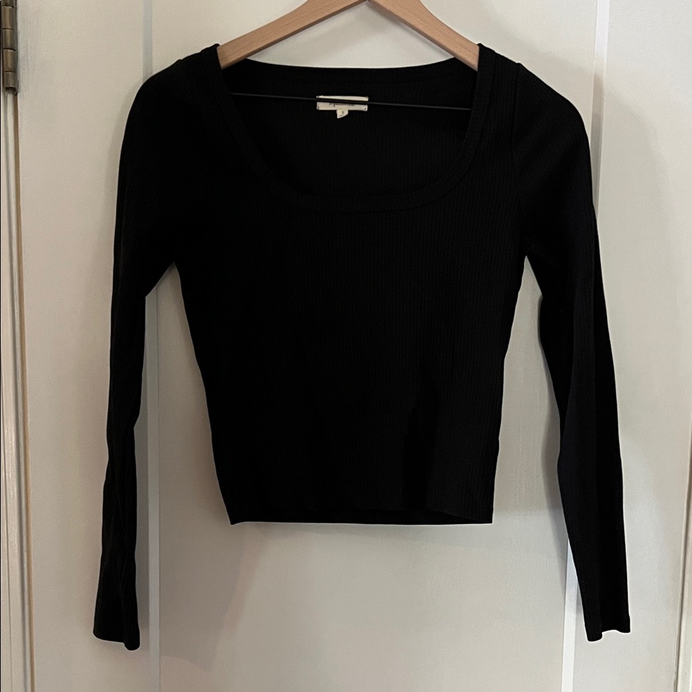 Madewell Black Ribbed Long Sleeve Top